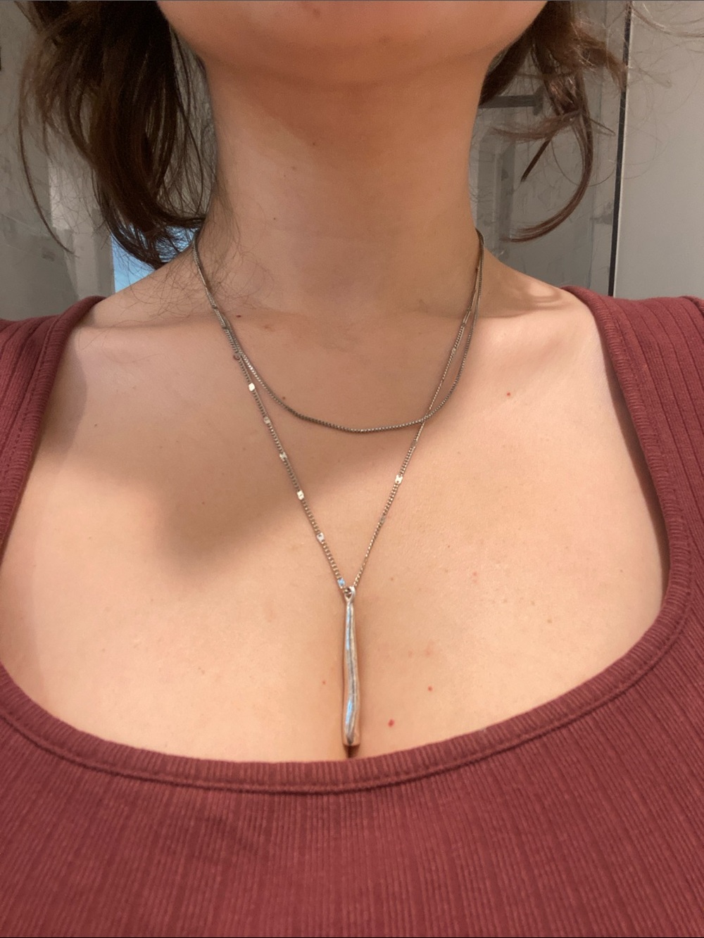 Jenny Yoo Silver Layered Pendant Necklace